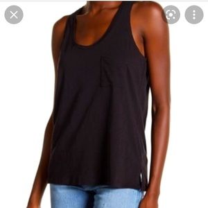 Madewell Basic Scoop Neck Black Pocket Muscle Tank Top XS Nwot